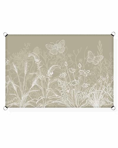 Boanket Sun Shade Sail 12' x 16', Spring Floral Sun Blocking Shades Privacy Outdoor Covering, Modern Art Pastoral Summer Botanical Shade Cloth for Patio Deck Terrace Garden Lawns Beach Backyard