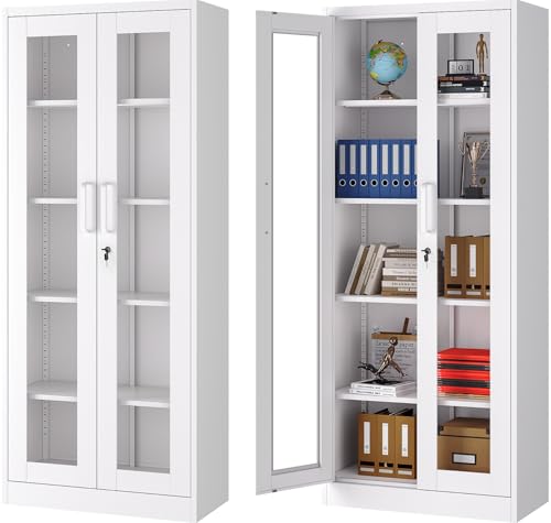 SISESOL Metal Locking Glass Display Cabinet 67 Tall