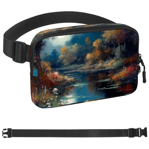 Bright Moonlight - Marsupio a tracolla per uomo e donna borsa da cintura per viaggi casual passeggiate corsa escursionismo ciclismo Multicolore 05