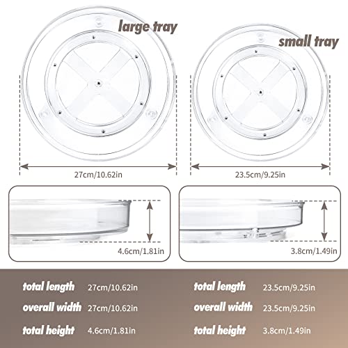 Spesh 2 Pcs Lazy Susan Turntable 360° Rotating Cupboard Organizers for Cabinet Fridge Turntable Organisers Rotating Spice Racks for Kitchen(27x4.3cm+23.5x3.6cm) - Image 2