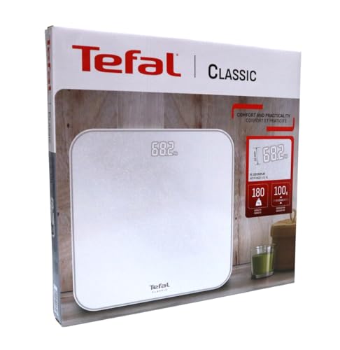 Tefal Classic 2.0, Báscula personal, gran pantalla invisible, alta capacidad, 180 kg, diseño ultraplano, blanco, PP1901V0 Tefal Classic 2.0, Báscula personal, gran pantalla invisible, alta capacidad, 180 kg, diseño ultraplano, blanco, PP1901V0