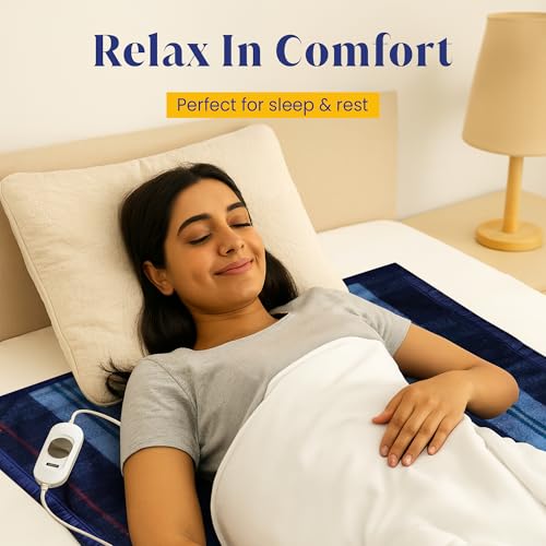 Image of Tapish Woollen Electric Blanket for Single Bed | ISO :9001 Certified | Heated Under Blanket | Bed Warmer | Electric Kambal | 3 Heat Settings | 30 X 60 Inch | Made in India | 5 Year Warranty on Remote