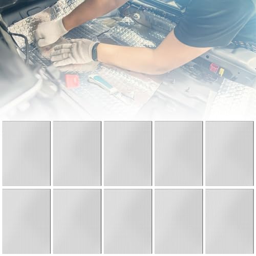10 Pièces Tapis Voiture Acoustique 250 X 180 X 5 mm, Tapis Isolant Voiture Autocollants, Isolation Thermique e Phonique Auto, Ignifuges, Imperméables, Résistants à L'Humidité, Réduire les Vibrations