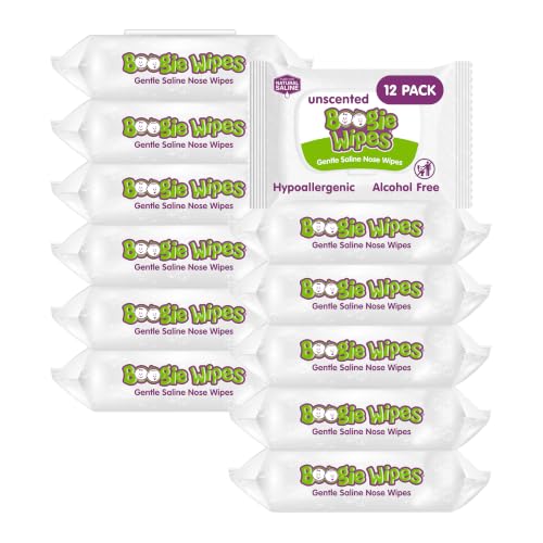 Image of Boogie Saline Nose Wipes Unscented - 360 Count | Hypoallergenic & Alcohol-Free, Allergy Relief, Made with Natural Saline, Aloe, Chamomile & Vitamin E, Diaper Bag Essential
