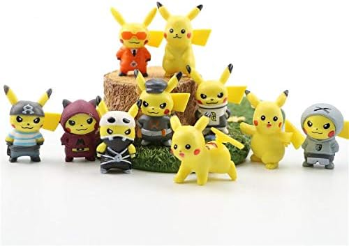 10 Pcs Pikachu Action Figures Cake Toppers-Kids Birthday Party Cake Decoration Supplies