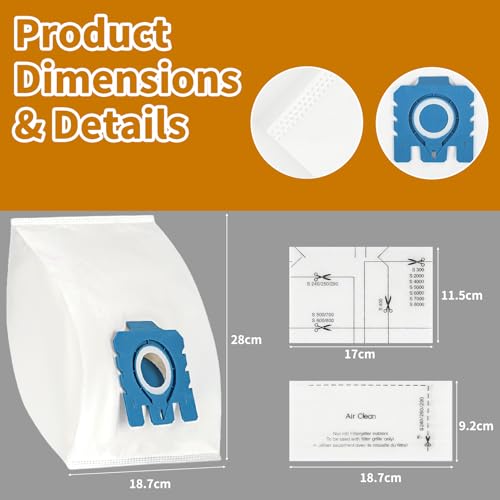 15 Stück Staubsaugerbeutel für Miele Staubsauger Complete C3/Complete C2/Classic C1/S2/S4/S5/S6/S8 3D Efficiency GN Staubsaugerbeutel mit 3 Motor 3 Abluft Filter 9917730 (15x Beutel + 3x Motorfilter)