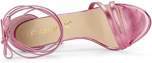 Allegra K Women's Open Toe Lace-Up Stiletto Light Pink Heels Sandals 6 M US | Image 3