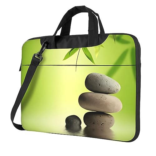 Sac pour ordinateur portable antichoc à bandoulière Stone Spa motif bambou