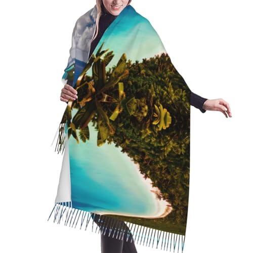 ZISHAK Encanto y calidez de la ciudad de Nueva York combinados: bufanda de borla de punto de lujo para mujer, el epítome de la elegancia acogedora, Isla de Cuba, talla única