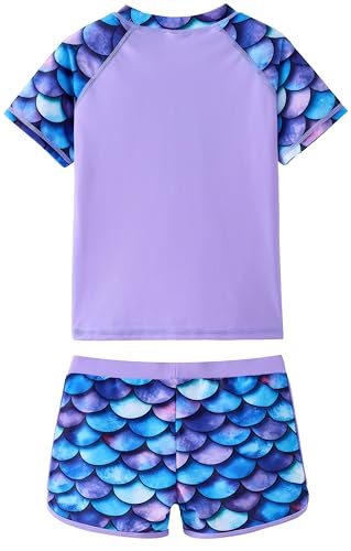 Image of UMELOK Girls Rash Guard Swimsuit Short Sleeve Bathing Suit Rashguard Sets