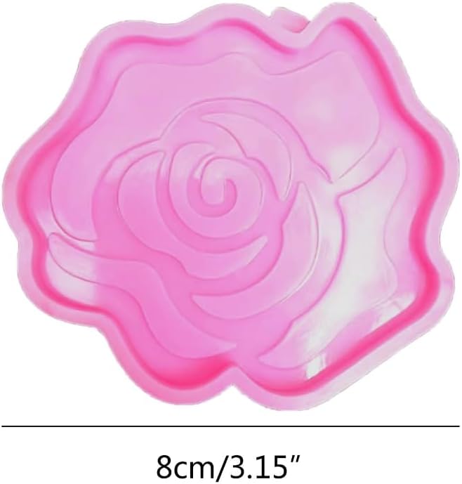 Generic Silicone Rose Flower Mold for DIY Crafts and Jewelry Making Rose Pendant Coaster, Pink
