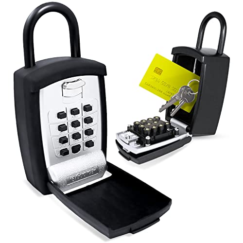 KeyGuard SL-500 Punch Button Lock Box, Black | Portable Shackle