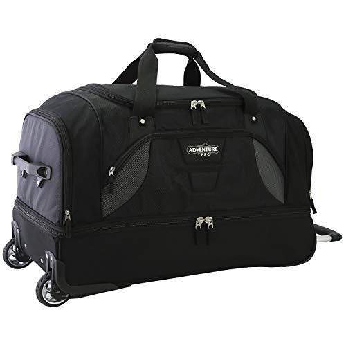 TPRC Adventure Rip-Stop Upright Rolling Duffel Bag, Black, 21 Inch