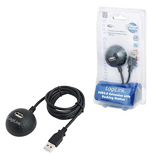 LogiLink USB 2.0 Dockingstation - Mini-Dockingstation Mit Verlängerung, Kompatibel Mit USB 1.1/2.0 - Praktisch Für Büro & Zuhause