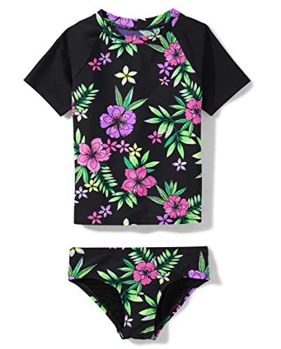 Sugar & Jade Girls' Teen Short Sleeve Rashguard Swimsuit (Available in Plus)