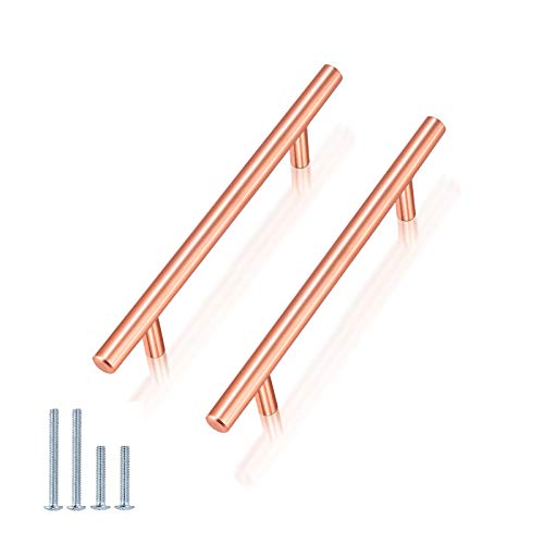 25Pack3-3/4'' Kitchen Dresser Pulls Brushed Copper Cabinet Handle Solid,Rose Gold Furniture Hardware Stainless Steel,Diameter 10mm(2/5'')