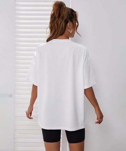 Image of SHODOX Bio-Washed Anti Bacterial 100% Pure Cotton Women's Oversized Aesthetic Premium Printed T-Shirt | Cozy Soft, Less Wrinkles Loose Fit, Drop Shoulder, Korean Baggy Style Tees for Girls