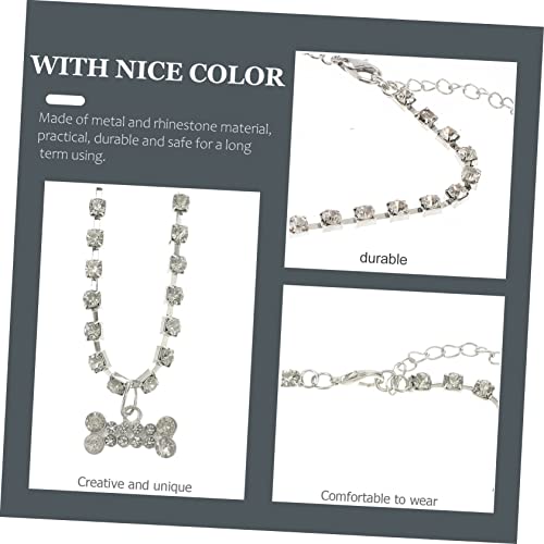 Collier de chien de chiot strass en métal de finition supérieure blanche