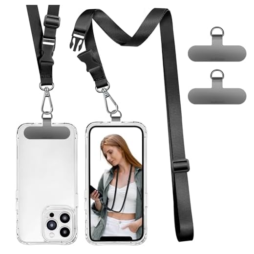 Phone Lanyard Universal Crossbody Cell Phone Lanyards Multifuctional Nylon Patch Adjustable Shoulder Neck Strap Compatible with Most Smartphones(Pure Black)
