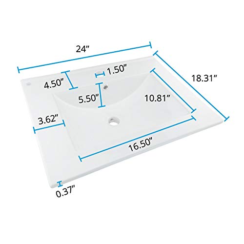 Renovators Supply Manufacturing Luke 24" Drop-In Self-Rimming Rectangular Bathroom Sink In White With Overflow #TOP1