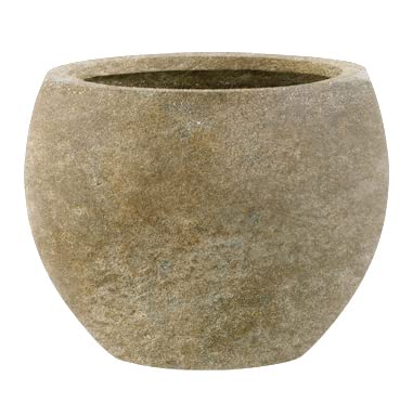 Casa Mina Blumenkübel rund 36 x 28cm | Pflanzkübel braun | Blumentopf hoch | inkl. Wasserabfluß | Pflanztopf groß | Frostbeständig | Woodley Old Stone Brown Cover