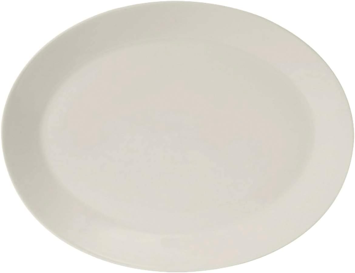 Tuxton China AMU-022 Platter, 12" x 9-1/2", Oval, Wide Rim, Microwave and Dishwasher Safe, Oven Proof, Fully Vitrified, Ceramic, AlumaTux, Modena, Pearl White, Pack of 12