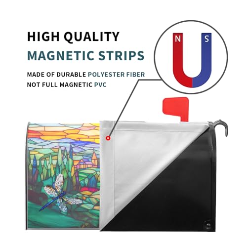 Image of Spring Summer Dragonflies Mailbox Covers Magnetic Large Size 25x21 Inch Spring Flowers Mail Box Cover Farmhouse Abstract Floral Mailbox Wraps Post Letter Box Cover for Home Garden Yard Decora