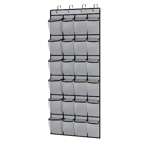 1 Pezzi Scarpiere Sopra la Porta Organizer, Tasca Portascarpe Appesa, Scarpe Deposito Appeso 24 Tasche, Organizer da Appendere, Salvaspazio Multifunzionale, Può Riporre Scarpe, Articoli (Grigio)