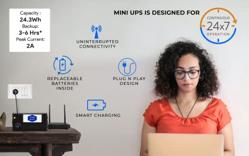 Image of Mini UPS for WiFi Camera & Router | Dual Voltage 12V Upto 2A and 5V Upto 1A / USB Output with 12V Adaptor | Uninterrupted Power Backup | Supports All Brand Router /USB Powered Devices