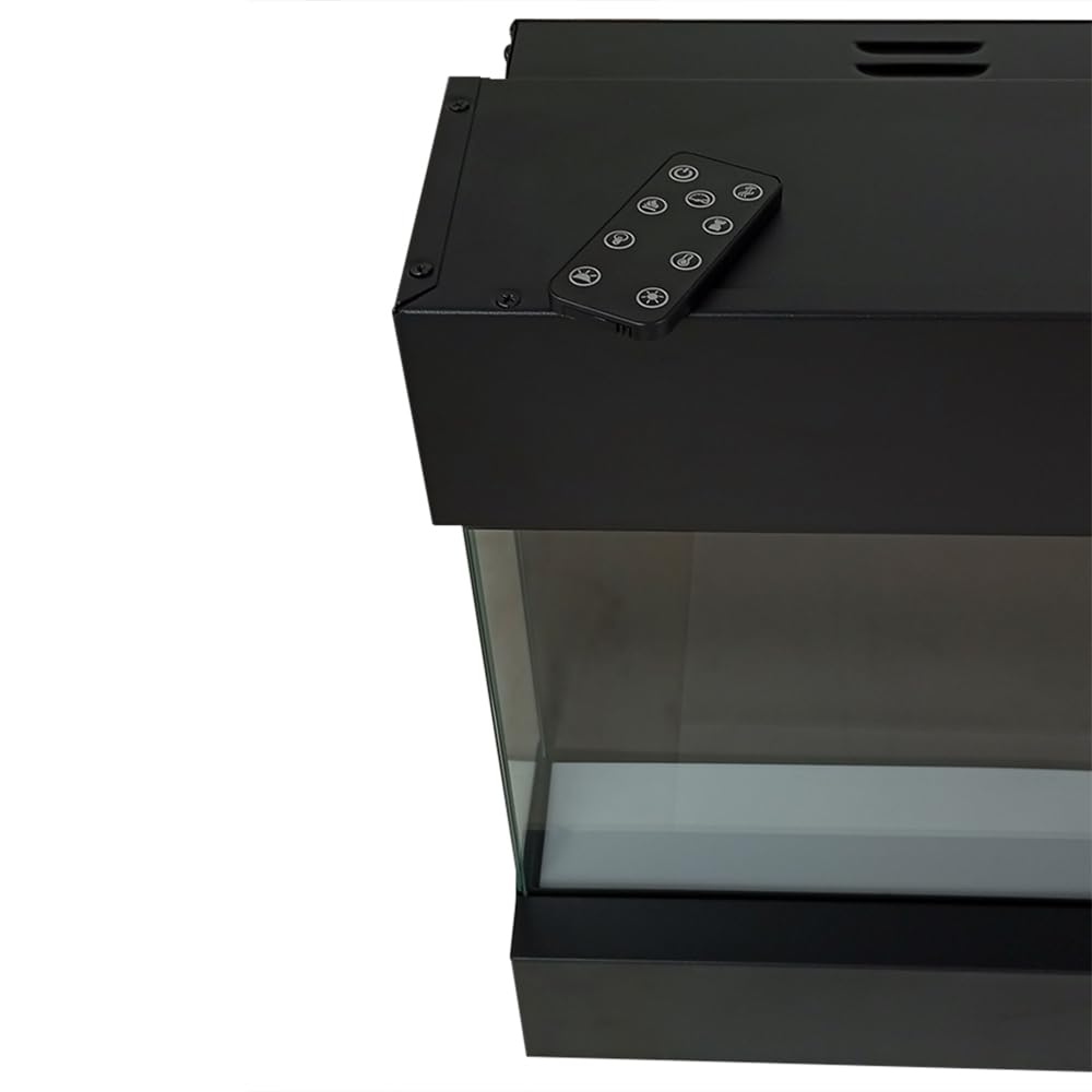Camino elettrico VELAR | Caminetto a parete da incasso | Stufa ventilata da 750W/1500W a basso consumo, con telecomando, timer, decorazione di tronchi e cristalli (Nero, 182cm)