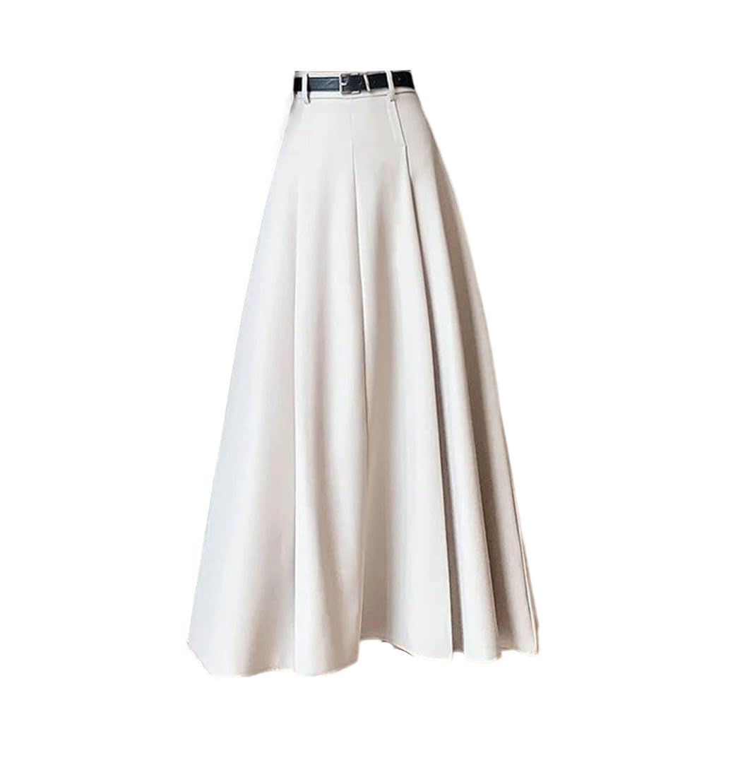 Daily Versatile Long Skirts Women Temperament Pleated A-Line Skirt Office Lady Thicken