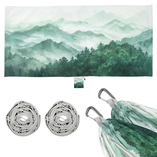 Takiito Green Mountains Hammock 330 lb Capacity Travel Camping Hammock with Tree Straps, Portable Lightweight for Outdoor Beach Backpacking Backyard Patio