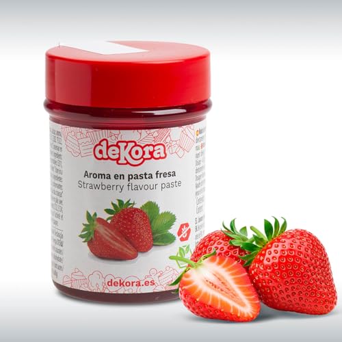 dekora - Aroma en Pasta concentrado de Fresa 60ml | colorante alimentario y saborizante Ideal para Bizcochos, cupcakes, fondant, magdalenas, helados, postres | Sin Gluten | Vegano