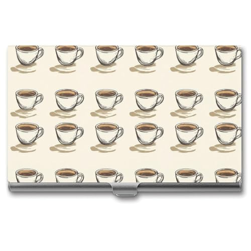 DULAHR Coffee Cup Pattern Business Card Holder Pocket Business Card Case Metal Case Name Card Holder Men Women