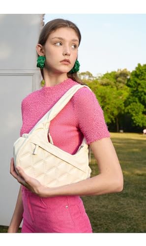 Image of JANKS Small Puffer Crescent Shoulder Bag for Women, Nylon Quilted Puffy Crossbody Purse, Cute Hobo Shoulder Handbags
