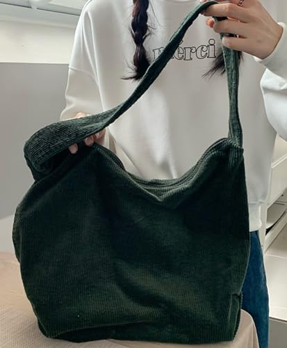 Image of 2026 Corduroy Tote Bag with Zipper Large Casual Handbags Shoulder Purse for Women