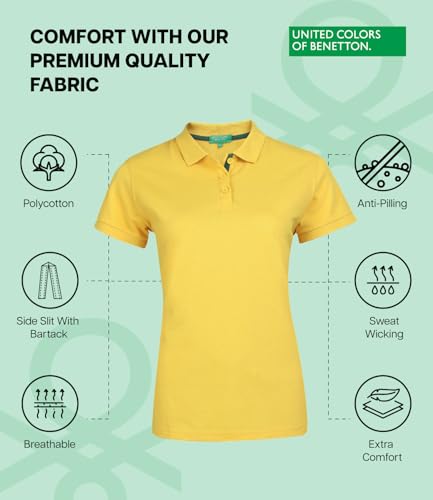Image of United Colors of Benetton Shirt for Women | Womens Stylish Tees | Plain Stylish Regular Fit Polo T-Shirt | Collar Tshirt | T-Shirt | Women's Tshirt