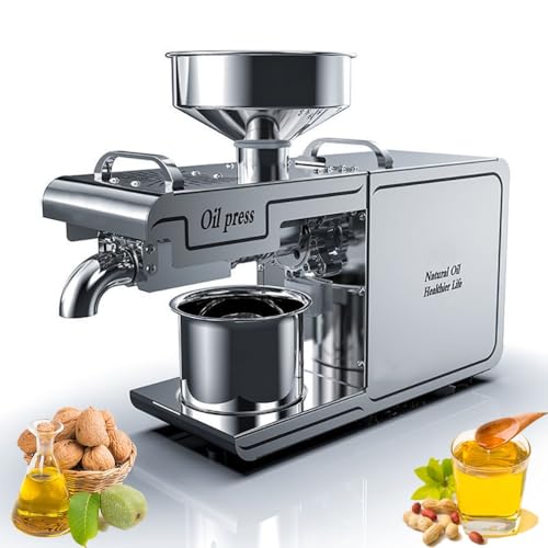 Topook Exprimidor Doméstico de Aceite Frío Caliente 750w,Exprimidor De Aceite Esencial,Exprimidor Eléctrico Automático de Aceite,Ajustable 50℃- 300℃,Extractor de Aceite de Semilla de Nuez