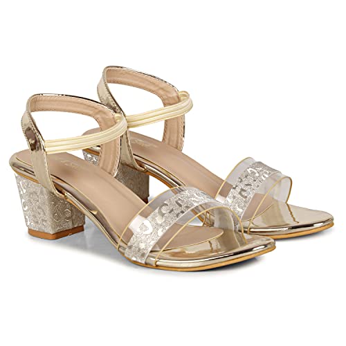 Image of Smart & Sleek Transparent Block Heels Sandals for Women & Girls-AB55