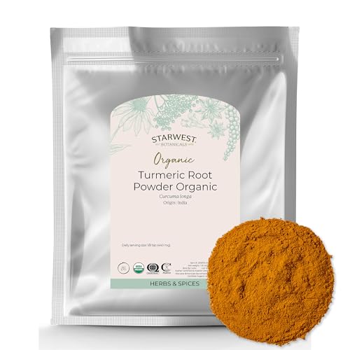 Starwest Botanicals Organic Ground Turmeric Root Powder - Curcumin Spice for Cooking & Seasoning, Natural Source of Antioxidants, Immune Support, Certified Kosher, Non-GMO - Bulk 1 lb Bag