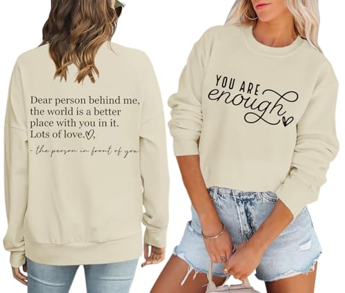 Women's Long Sleeve Sweatshirt | Positive Mind Vibes Inspirational Quote Pullover, Rose Gold, Small - View #3