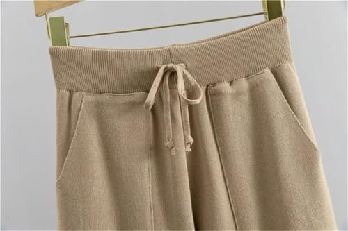 Women's Sexy Knitted Sets Elegant Vneck Short Pullover Tops Casual High Waist Harem Pants Suit4