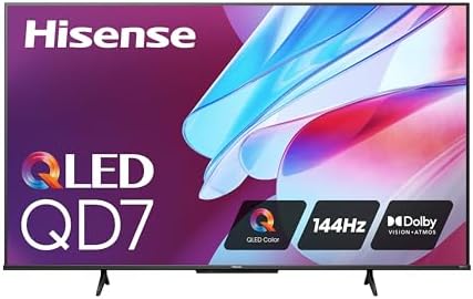 Hisense 75-Inch Class QD7 Series QLED 4K UHD Google Smart TV (75QD7N, 2024 Model) - QLED, Native 144Hz, Motion Rate 240, Direct Full Array, Game Mode Pro, Alexa Compatibility