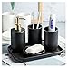 hanxiaoyishop Dozownik mydła zestaw akcesoriów łazienkowych 5 szt. matowy ceramiczny zestaw do dekoracji wanny dozownik mydła mydelniczka kubki do mycia ust i taca zestaw prezentowy dozownik mydła łazienka (kolor: Czarny)