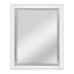 MCS 18×24 Inch Embossed Accent Wall Mirror, 23×29 Inch Overall Size, White Wood Grain with Silver Trim Finish