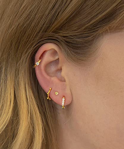 Image of DAILY VIBES Dainty Butterfly Cross CZ Small Huggie Hoop Earrings for Women | Hypoallergenic, 14K Gold Plated Hoops, Tiny Cubic Zirconia, Cartilage Hoop Earrings for Women Trendy