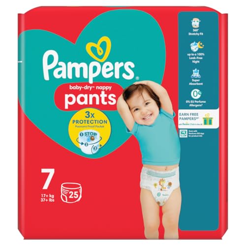 Image of Pampers Baby-Dry Nappy Pants Size 7, 17kg+, 25 Nappies
