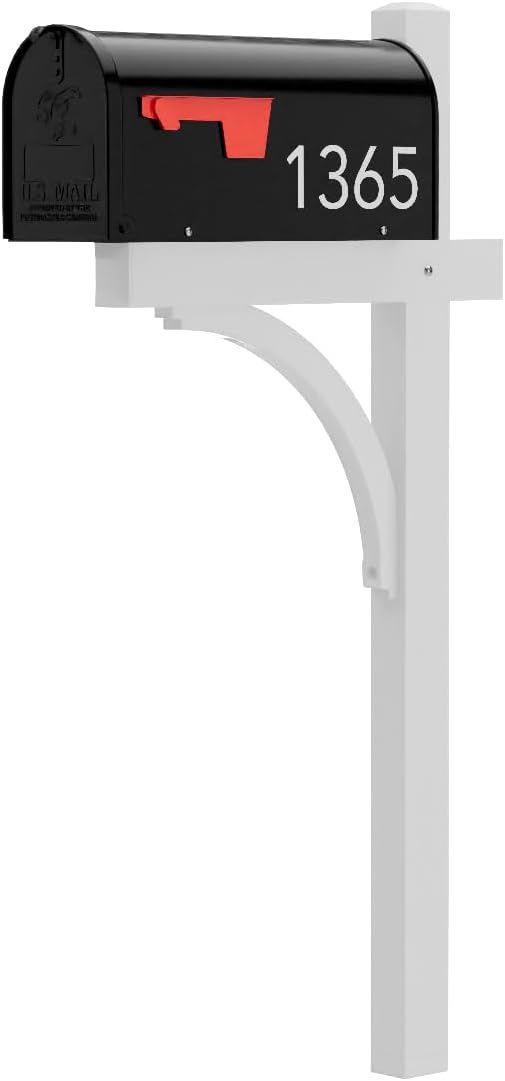 The Glenbrook Aluminum Mailbox Post - Complete System with Steel Mailbox and Aluminum Post Included (All Black)