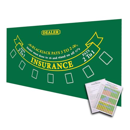 GSE 36x72 Blackjack Layout Felt Mat with Instructions Strategy Chart