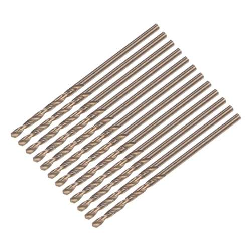 uxcell 12pcs Jobber Drill Bits 1.5mm Gold Titanium Coated 4341 High Speed Steel (HSS) 135 Degree Split Point Twist Drill Bits for Stainless Steel Metal Plastic Wood